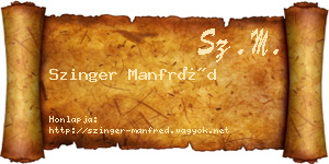 Szinger Manfréd névjegykártya